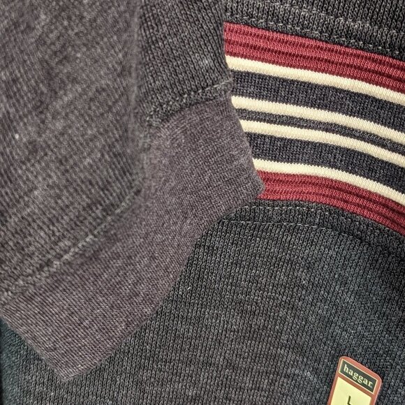 EZ'S HAGGAR Multi Color Stripe Rib Knit V-Neck Long Sleeve Shirt Gray Large - Picture 10 of 14